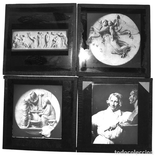 Fotograf&iacute;a antigua: 4 Placas de cristal positivas - linterna m&aacute;gica - c 1900