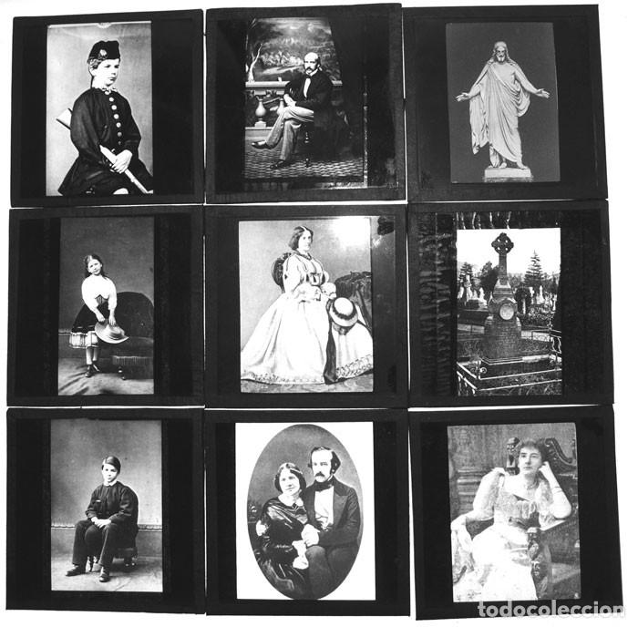 Fotograf&iacute;a antigua: 9 Placas de cristal positivas - linterna m&aacute;gica - c 1900