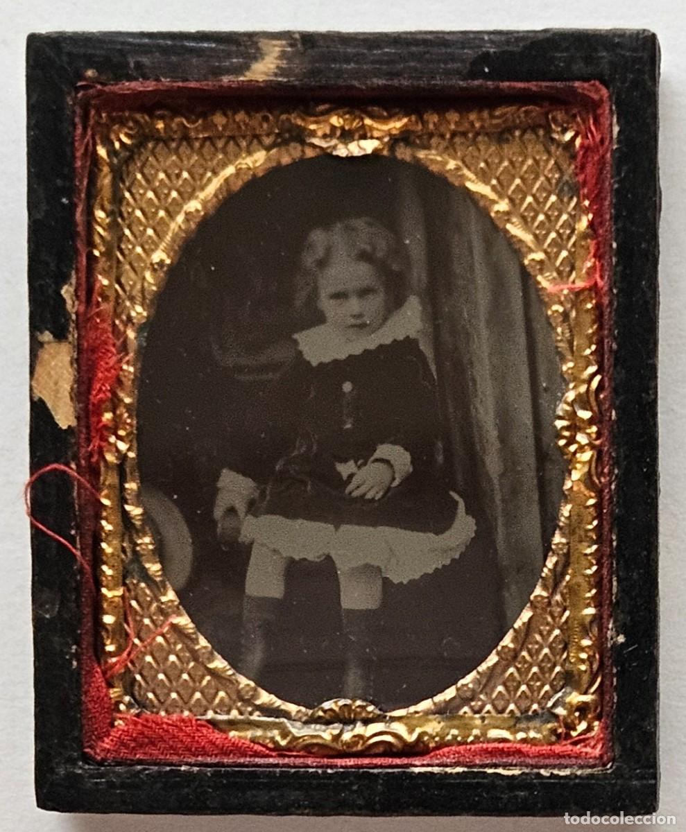 Fotograf&iacute;a antigua: Retrato de ni&ntilde;a, ambrotipo.