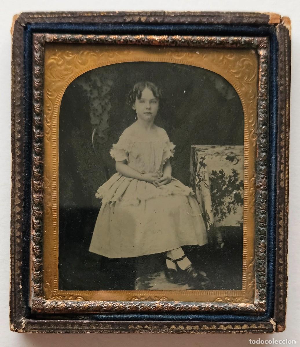 Fotograf&iacute;a antigua: Retrato de ni&ntilde;a, ambrotipo.