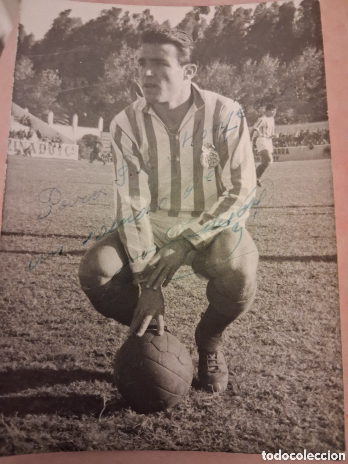 Fotograf&iacute;a antigua: Foto dedicada del futbolista Esteban Areta
