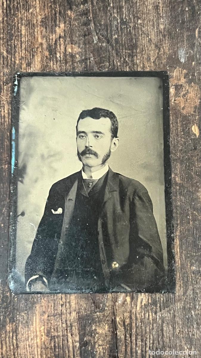 Fotografia antica: Ferrotipo tintype Espa&ntilde;a joven caballero clase media fin s XIX 8,8x6,3,cms