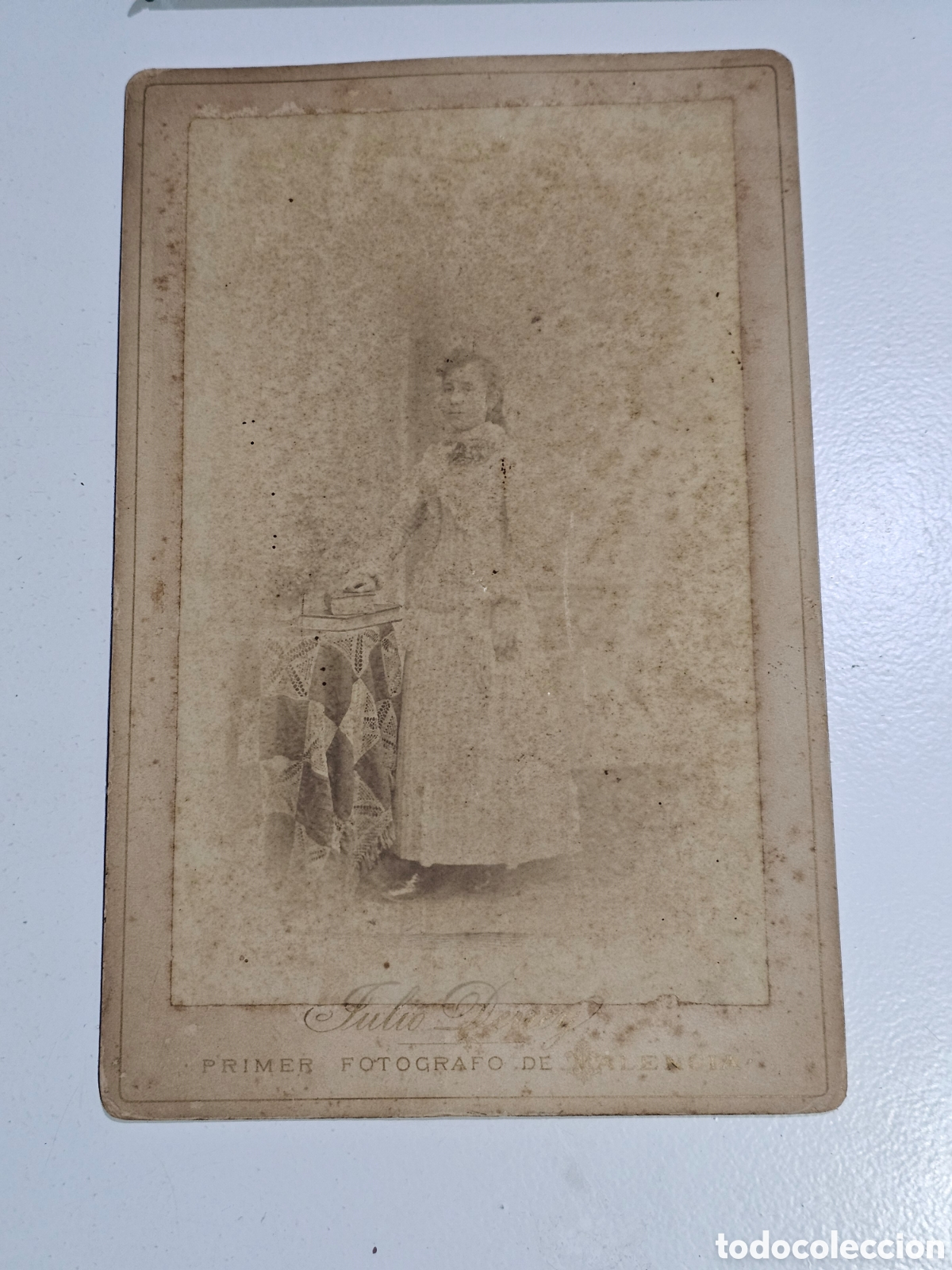 Fotograf&iacute;a antigua: ​Fotograf&iacute;a Antique Cabinet Card - Julio Derrey (Valencia y Segorbe) - Retrato Ni&ntilde;a c. 1889-1890s