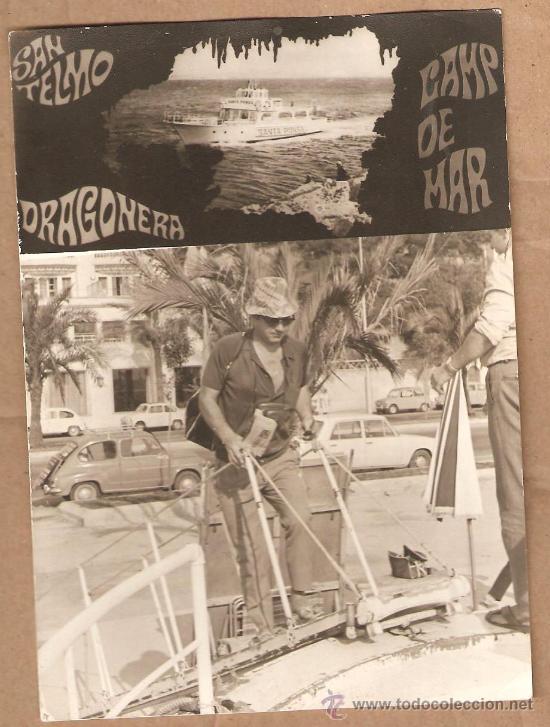 Fotograf&iacute;a antigua: SUBIENDO AL BARCO EN MALLORCA. VARIOS SEAT 600. SANTA PONSA