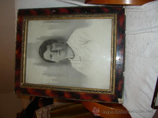 Antique Photography: Cuadro con fotograf&iacute;a de mujer, muy antigua 65x53 (Ver fotograf&iacute;as)
