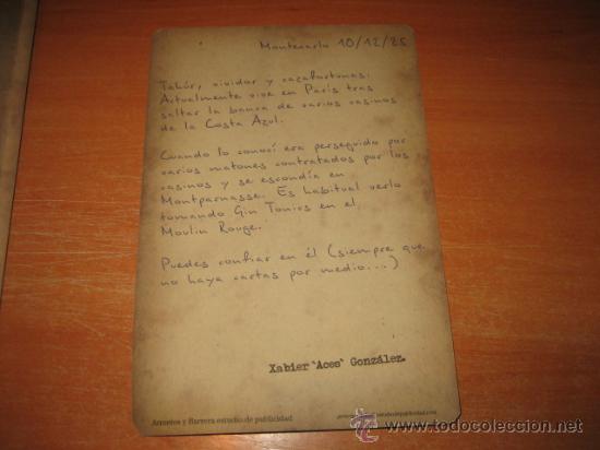 Fotograf&iacute;a antigua: XAVIER  ACES GONZALEZ 1925 ARRONTE Y BARRERA REPLICA - Foto 2