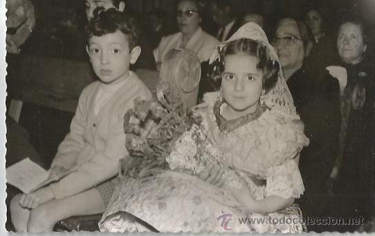 Alte Fotografie: *** CC128 - FOTOGRAFIA - FALLERITA CON SU ACOMPA&Ntilde;ANTE