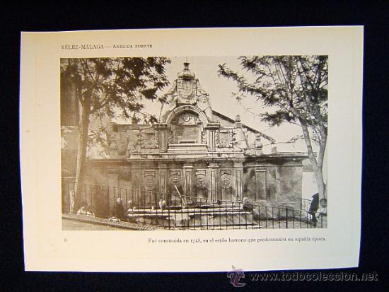 Fotograf&iacute;a antigua: VELEZ-MALAGA - ANTIGUA FUENTE. ESTILO BARROCO A&Ntilde;O 1758 - MALAGA - ANDALUCIA - 113 ...