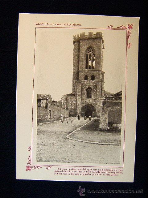 Fotograf&iacute;a antigua: PALENCIA-IGLESIA DE SAN MIGUEL-TORRE CAMPANARIO GOTICO S.XIII-ROMANICO-GOTICO-CASTILLA Y LEON-239...