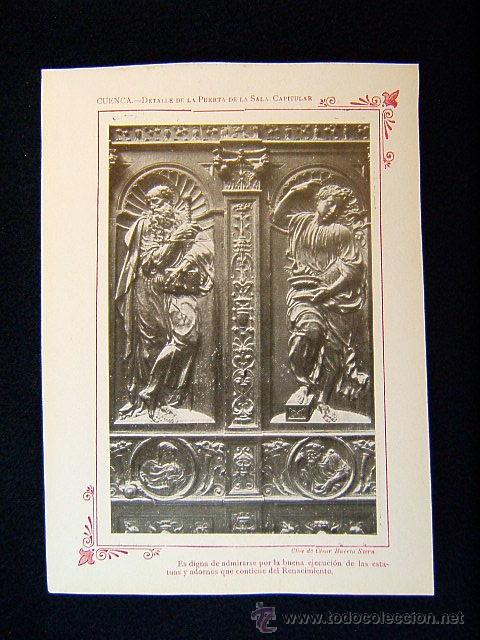Fotograf&iacute;a antigua: CUENCA-DETALLE DE LA PUERTA DE LA SALA CAPITULAR-RENACIMIENTO-ESTATUAS-CASTILLA-LA MANCHA-529..