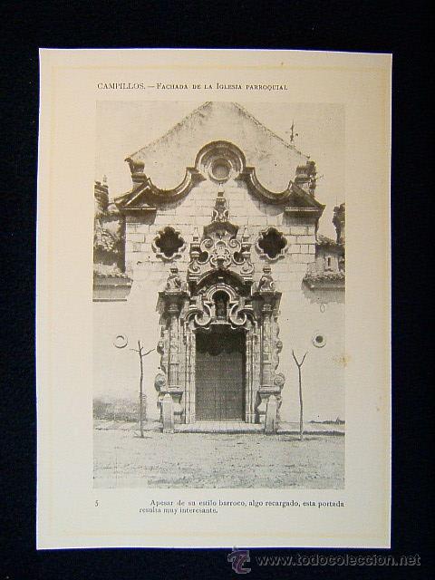 Fotograf&iacute;a antigua: CAMPILLOS-FACHADA DE LA IGLESIA PARROQUIAL-ESTILO BARROCO-MUY INTERESANTE-MALAGA-ANDALUCIA-621...