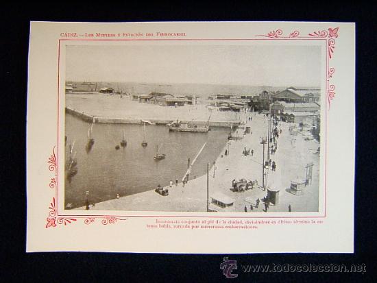Fotograf&iacute;a antigua: CADIZ-LOS MUELLES Y ESTACION DEL FERROCARRIL-BAHIA CON NUMEROSAS EMBARCACIONES-ANDALUCIA-643...