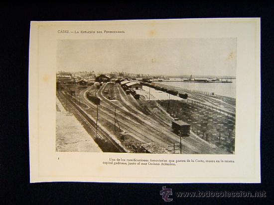 Fotograf&iacute;a antigua: CADIZ-ESTACION DEL FERROCARRIL-PARTEN DE LA CORTE MUERE JUNTO AL OCEANO ATLANTICO-ANDALUCIA-672...