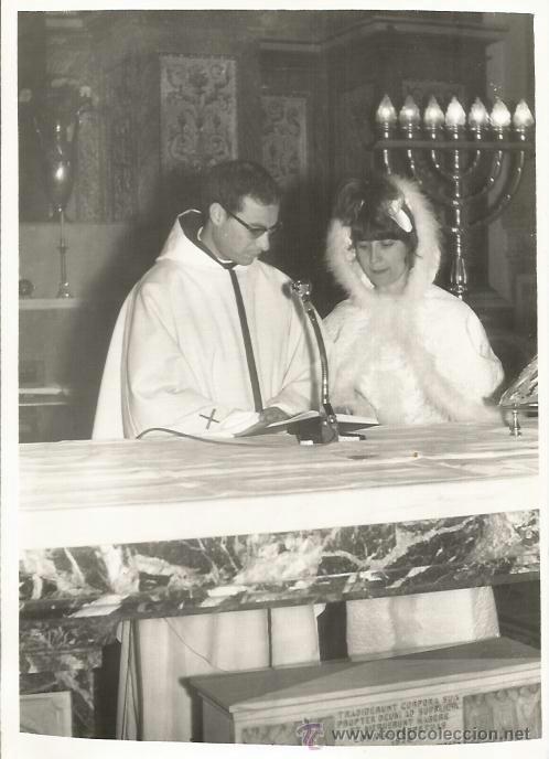 Fotograf&iacute;a antigua: :::: PG02 - FOTOGRAFIA - NOVIA EN EL ALTAR - 17,5 X 12,5 CM.