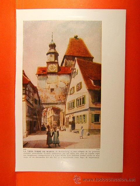 Fotograf&iacute;a antigua: LA VIEJA TORRE MARCO DE ROTHENBURG-RELIQUIA EDAD MEDIA-BAVIERA-ALEMANIA-24X15 CM-133-FOTOGRAFIA ...