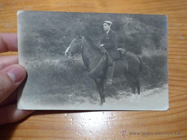 Antique Photography: Antigua fotografia de jinete a caballo de principios s.XX, caballeria
