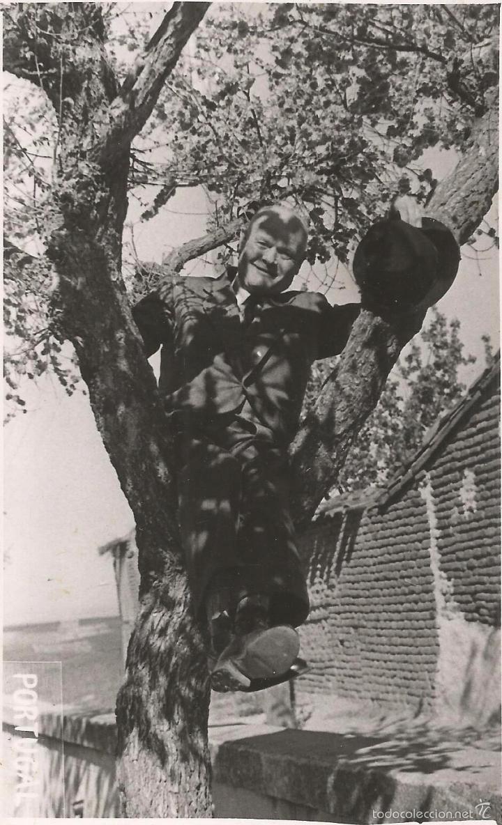 Fotografia antiga: :::: N531 - FOTOGRAFIA - SE&Ntilde;OR SUBIDO EN UN ARBOL