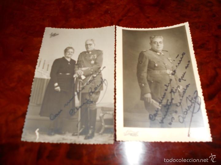 Fotograf&iacute;a antigua: 2 FOTOS ESTUDIO CAPITAN NACIONAL CONDECORADO SABLE BANDA VICTORIA PLACA S. HERMENEGILDO y SU MUJER