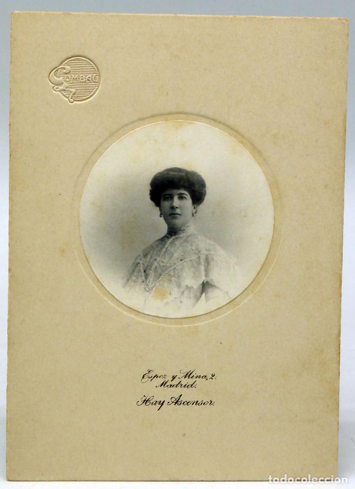 Fotograf&iacute;a antigua: Fotograf&iacute;a art&iacute;stica busto dama Gombau Espoz y Mina Madrid PP S XX