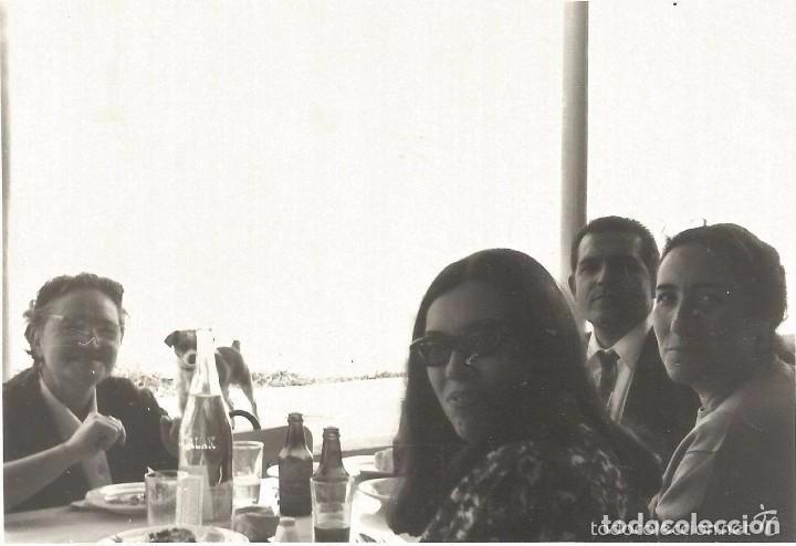 Alte Fotografie: ** RT165 - FOTOGRAFIA - GRUPO FAMILIAR CON UN PERRITO Y COMIENDO JUNTO AL MAR