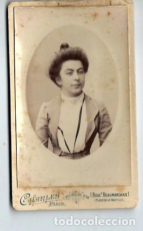 Antique Photography: J60 - EXTRAORDINARIA FOTO-POSTAL ANTIGUA- UNA DAMA -FOTO- CHARLES  - PARIS