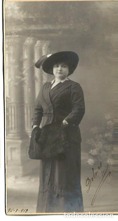 Antique Photography: EXTRAORDINARIA FOTOGRAFIA ANTIGUA de - UNA DAMA CON SOMBRERO -FOTO-  deL -26-2-1913