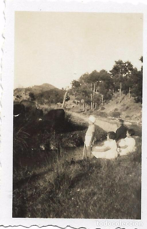 Fotografia antiga: ** FA894 - FOTOGRAFIA PEQUE&Ntilde;O FORMATO - TRES JOVENCITOS EN UN BONITO PAISAJE - 6,7 X 4,5 CM.