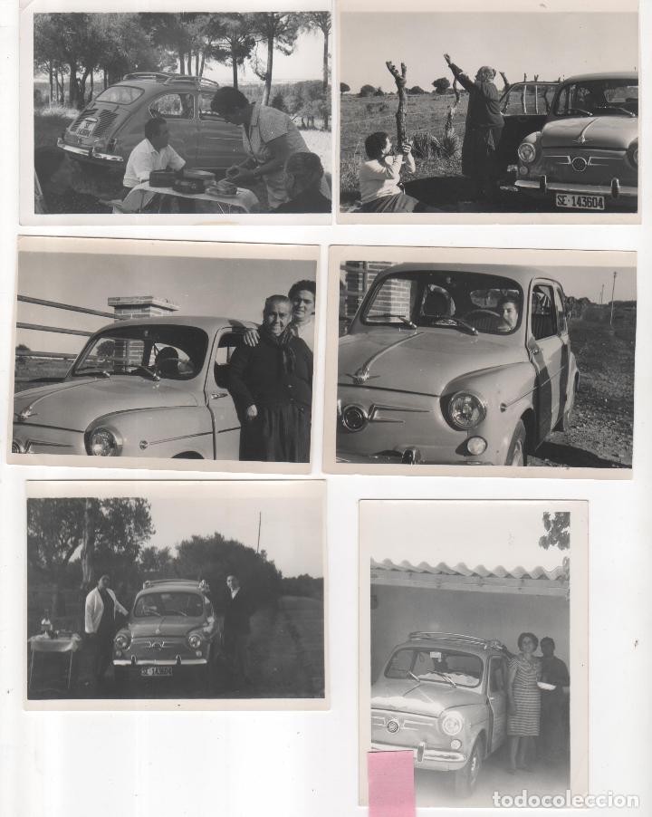 Fotograf&iacute;a antigua: 6 Antiguas Fotograf&iacute;as con Seat 600 . Tama&ntilde;o 10 X 7,5 cms.