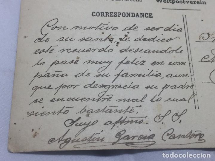 Fotografía antigua: Foto postal coloreada y decorada con purpurina pareja galante fechada en 1908 Cádiz - Foto 5 - 119498471