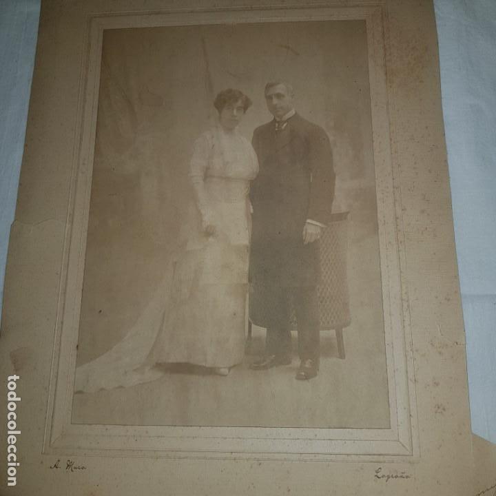 Fotograf&iacute;a antigua: PAREJA CON DEDICATORIA- LOGRO&Ntilde;O - Foto 4