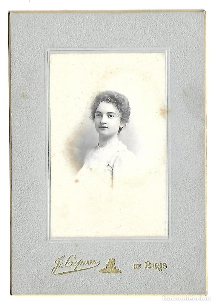 Alte Fotografie: E95-EXTRAORDINARIA FOTOGRAFIA ANTIGUA - UNA DAMA - FOTO - J. LEPRON - DE PARIS