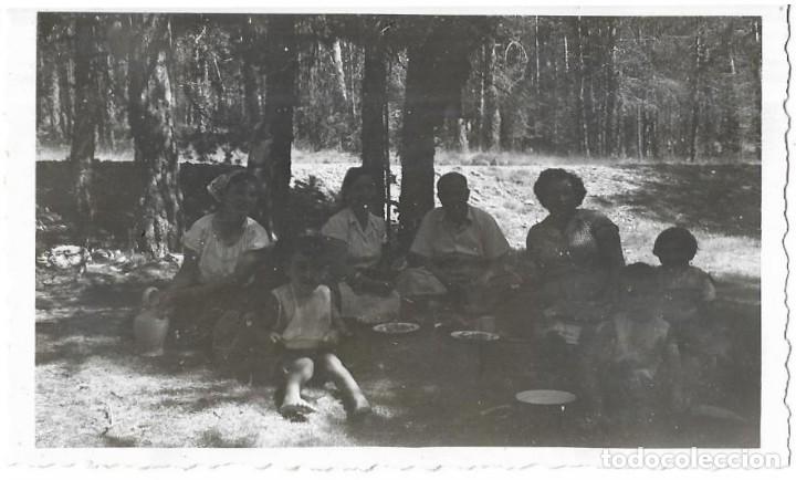Alte Fotografie: *** CU107 - FOTOGRAFIA - GRUPO DE AMIGOS COMIENDO EN UN BOSQUE