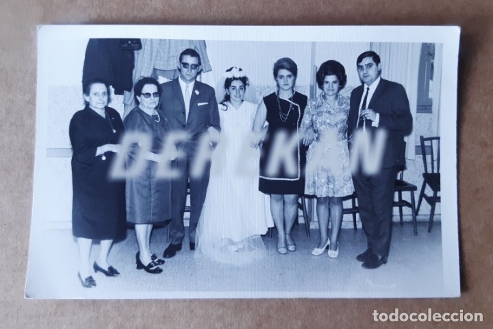 Alte Fotografie: ANTIGUA FOTOGRAF&Iacute;A GRUPO EN UNA BODA. NOVIOS. FOTOS PANTIGA. CIA&Ntilde;O. ASTURIAS. A&Ntilde;OS 60.