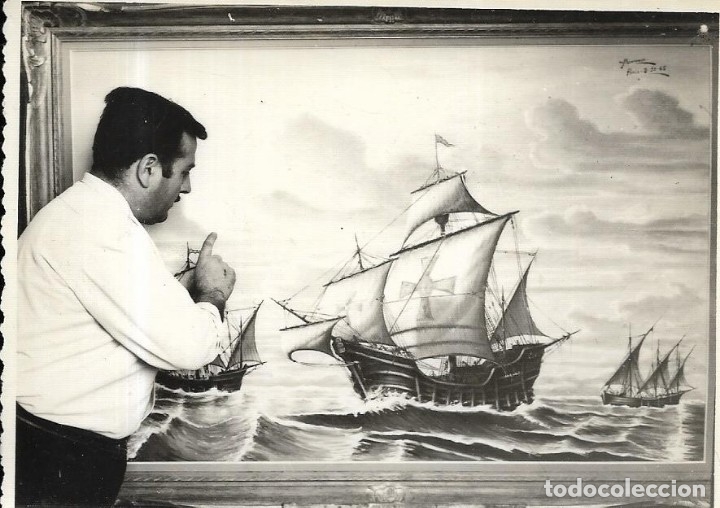 Fotograf&iacute;a antigua: == W526 - FOTOGRAFIA - PINTOR ANTONIO MONTAGUD JUNTO A UNO DE SUS CUADROS