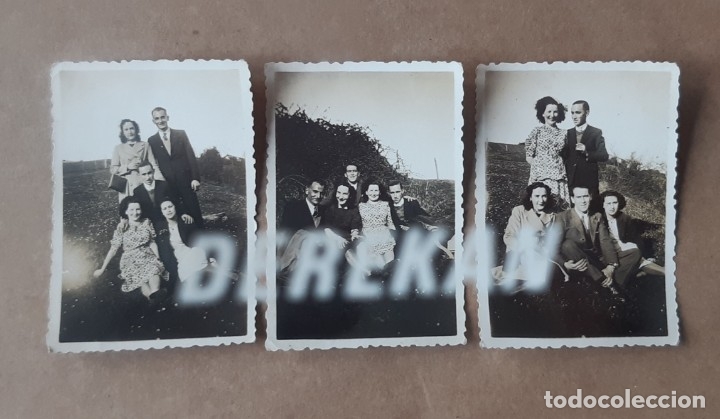 Fotografia antiga: LOTE 3 ANTIGUAS FOTOGRAF&Iacute;AS GRUPO AMIGOS. ASTURIAS. 1943. TROQUELADAS.