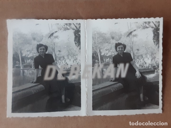 Fotograf&iacute;a antigua: LOTE 2 ANTIGUAS FOTOGRAF&Iacute;AS SIN CORTAR. MUJER JOVEN. ASTURIAS. A&Ntilde;OS 40. TROQUELADAS.