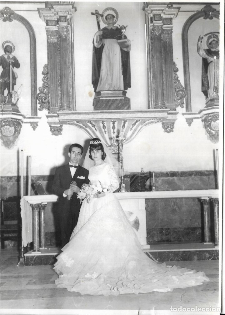 Fotograf&iacute;a antigua: :::: LL248 - FOTOGRAFIA - PAREJA DE NOVIOS - 18 X 12 CM.