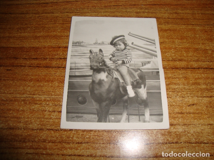 Fotograf&iacute;a antigua: (ALB-TC-91) FOTOGRAFIA  NI&Ntilde;O CON CABALLO DE CARTON MUY INTERESANTE