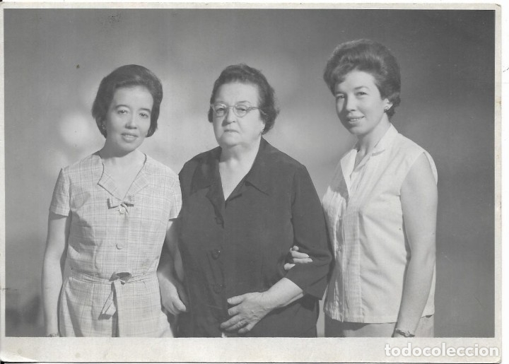 Fotograf&iacute;a antigua: :::: FF191 - FOTOGRAFIA - SE&Ntilde;ORA CON SUS DOS HIJAS - 16 X 11 CM.