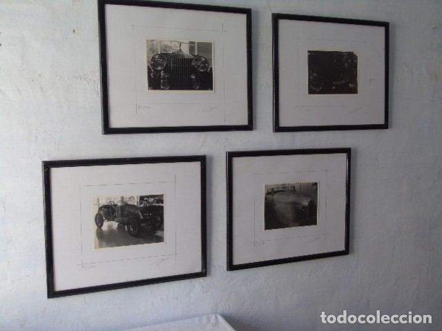 Fotograf&iacute;a antigua: foto coches antiguos lote de 4 fotos firmadas A F LAVALLE fotos enmarcadas cuadro metal negro