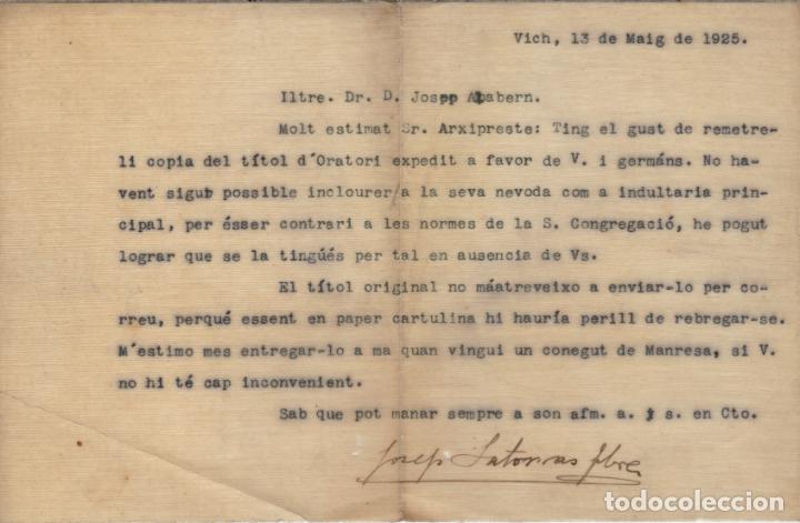 Fotograf&iacute;a antigua: simil titulo oratorio vic manresa 1925 - Foto 1