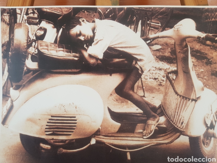 Fotograf&iacute;a antigua: VESPA SCOOTER de INDIA - FOTO B/N SEPIA: CARTEL LITOGRAFICO PARA ENMARCAR. REPROGRAFIA.