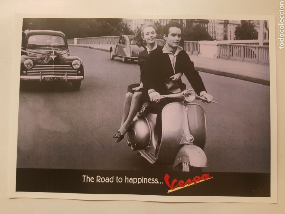Fotograf&iacute;a antigua: VESPA : ANUNCIO CLASICO PUBLICIDAD . FOTO LAMINA CARTEL LITOGRAFICO. REPROGRAFIA.