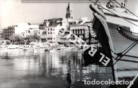 Fotografia antica: ANTIGUA FOTOGRAFIA DE  PALAMOS PUERTO DE MEDIDAS 8,5  X 13 CM.