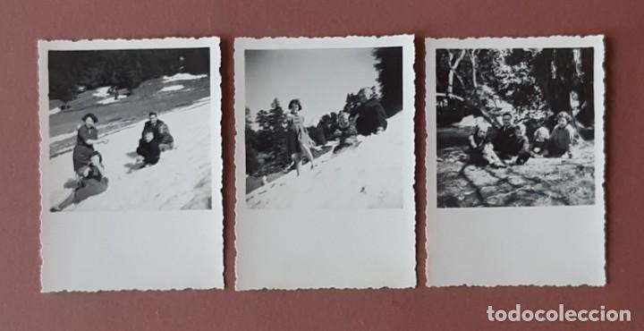 Fotograf&iacute;a antigua: LOTE 3 ANTIGUAS FOTOGRAF&Iacute;AS FAMILIA. NIEVE. FRANCIA. A&Ntilde;OS 50. TROQUELADAS.