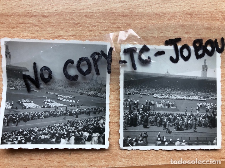 Fotograf&iacute;a antigua: LOTE DE DOS FOTOGRAF&Iacute;AS DEL ESTADIO DE MONTJUIC. 1952. ORDENACI&Oacute;N DE SACERDOTES.