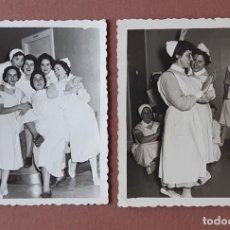 Fotografía antigua: LOTE 2 FOTOGRAFÍAS ENFERMERAS HOSPITAL MURIAS. FOTO VEGA. MIERES. 1956. AÑOS 50. TERESA PAJE.. Lote 222269422
