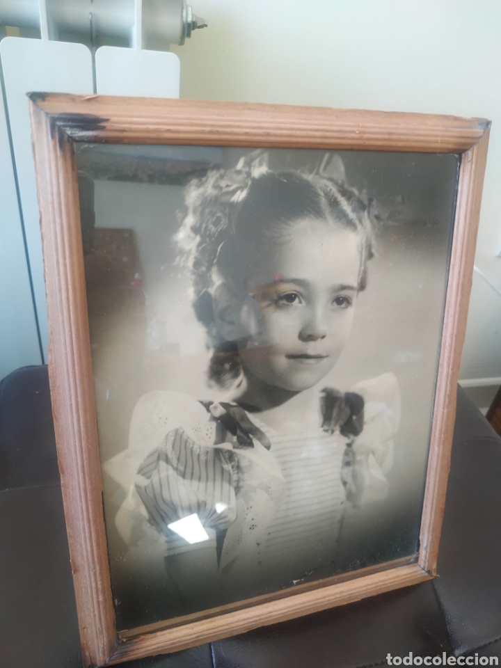 Photographie ancienne: Foto antigua ni&ntilde;a con marco foto de 23 x 18