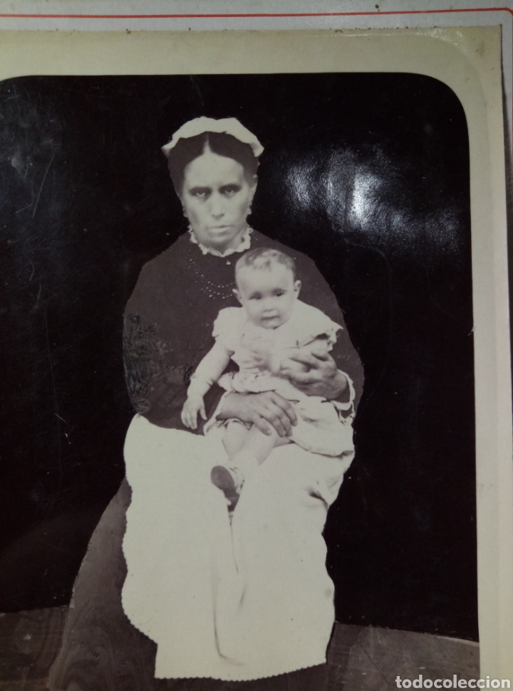 Fotograf&iacute;a antigua: Fotograf&iacute;a ni&ntilde;era con beb&eacute; - Foto 2