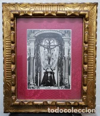 Fotograf&iacute;a antigua: FOTOGRAFIA ENMARCADA CON CRISTAL. CRUCIFICADO Y VIRGEN (SIN IDENTFICAR) - CUADRO-268